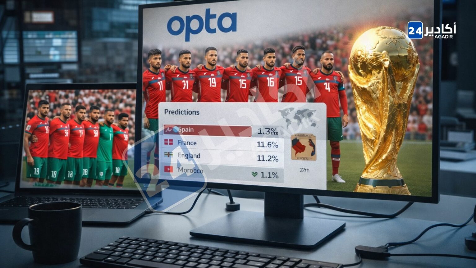 توقعات حاسوب “أوبتا” لمونديال 2026 تضع المغرب في صدارة إفريقيا.. هل يواصل الأسود كتابة التاريخ؟ توقعات حاسوب “أوبتا” لمونديال 2026 تضع المغرب في صدارة إفريقيا.. هل يواصل الأسود كتابة التاريخ؟