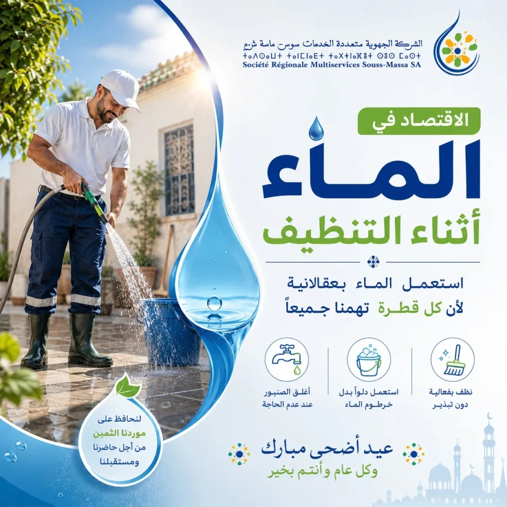 الشركة الجهوية المتعددة الخدمات سوس ماسة تطلق حملة واسعة لترشيد استهلاك الماء والحفاظ على البيئة خلال عيد الأضحى - أكادير24