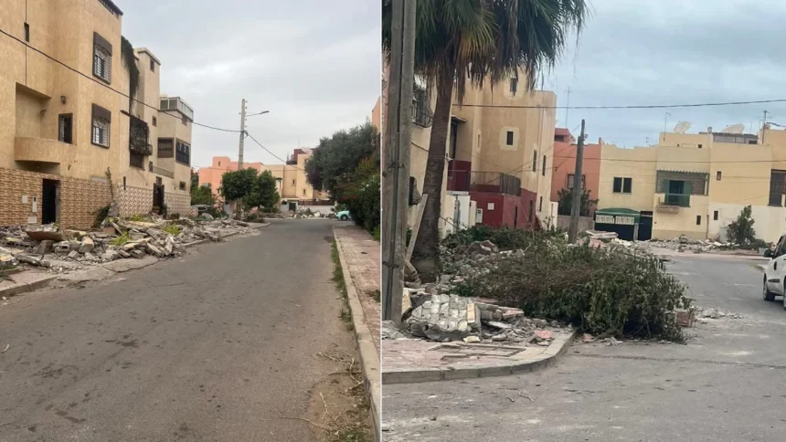 مخلفات الهدم والأنقاض بحي الموظفين في إنزكان