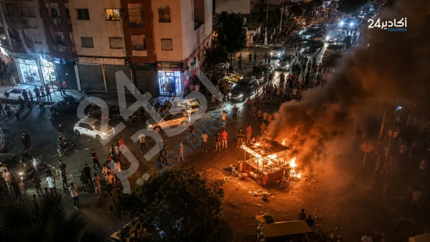 حريق بعربة بائع جائل بحي السلام في أكادير وسط تجمع المواطنين
