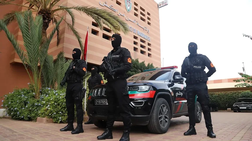 عناصر أمنية أمام ولاية أمن مراكش في صورة أرشيفية