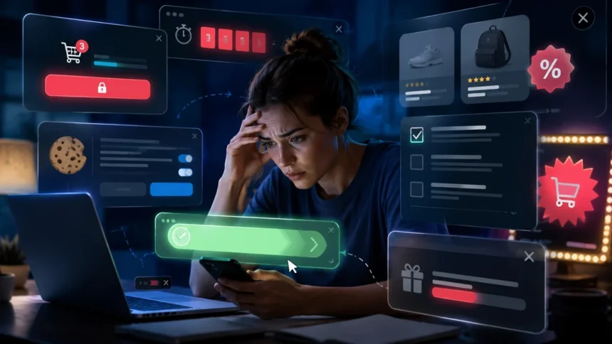 الأنماط الخادعة في الإنترنت وحيل التلاعب بالمستخدمين داخل التطبيقات والمتاجر الإلكترونية