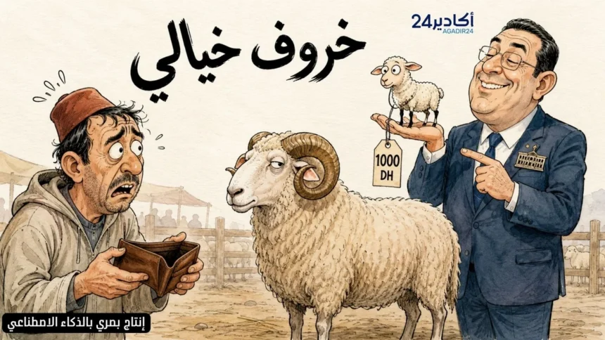 كاريكاتير أكادير24: “خروف خيالي” وسط جدل أسعار الأضاحي قبل عيد الأضحى.