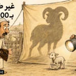 كاريكاتير ساخر يصور خروفا صغيرا بثمن 1000 درهم وظلا كبيرا يعكس الفجوة بين التصريحات وواقع سوق الأضاحي.