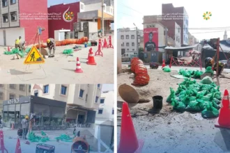 فرق الشركة الجهوية سوس ماسة خلال تدخل لتنقية محطة الرفع بأورير استعدادا لعيد الأضحى