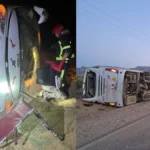 انقلاب حافلة لنقل المسافرين بجرسيف