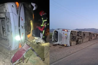 انقلاب حافلة لنقل المسافرين بجرسيف