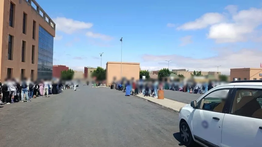 صورة لمسافرين ينتظرون بمحطة أو نقطة انطلاق بمدينة تيزنيت