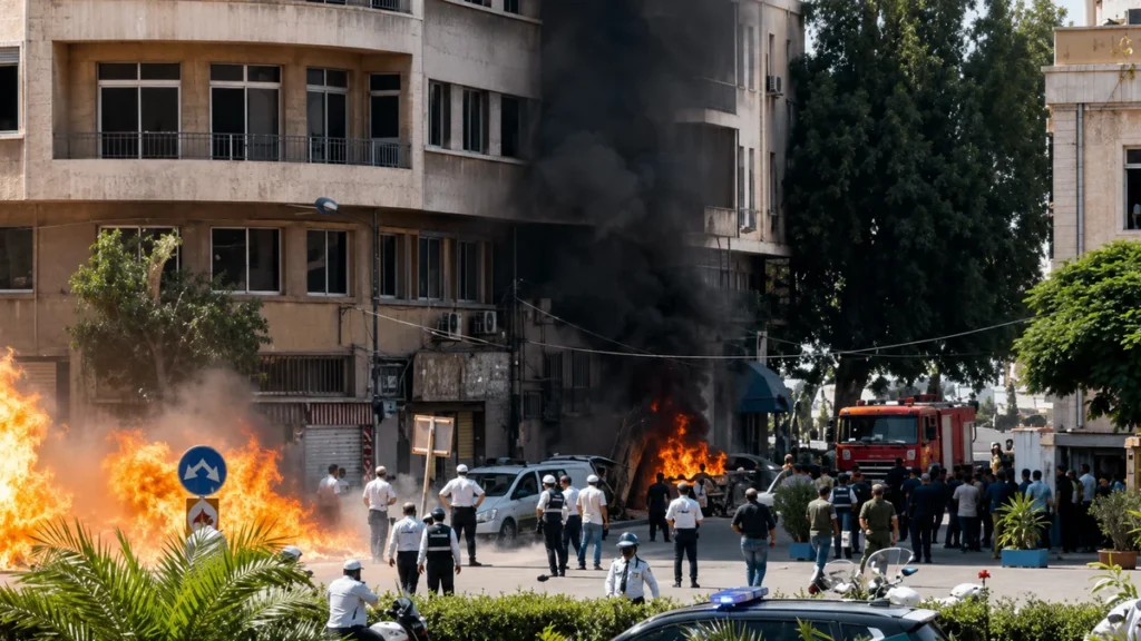 انفجاران قرب فندق ماكرون في دمشق.. والإليزيه يعلن: الرئيس بخير ويواصل زيارته لسوريا Deux explosions près de l'hôtel Macron à Damas